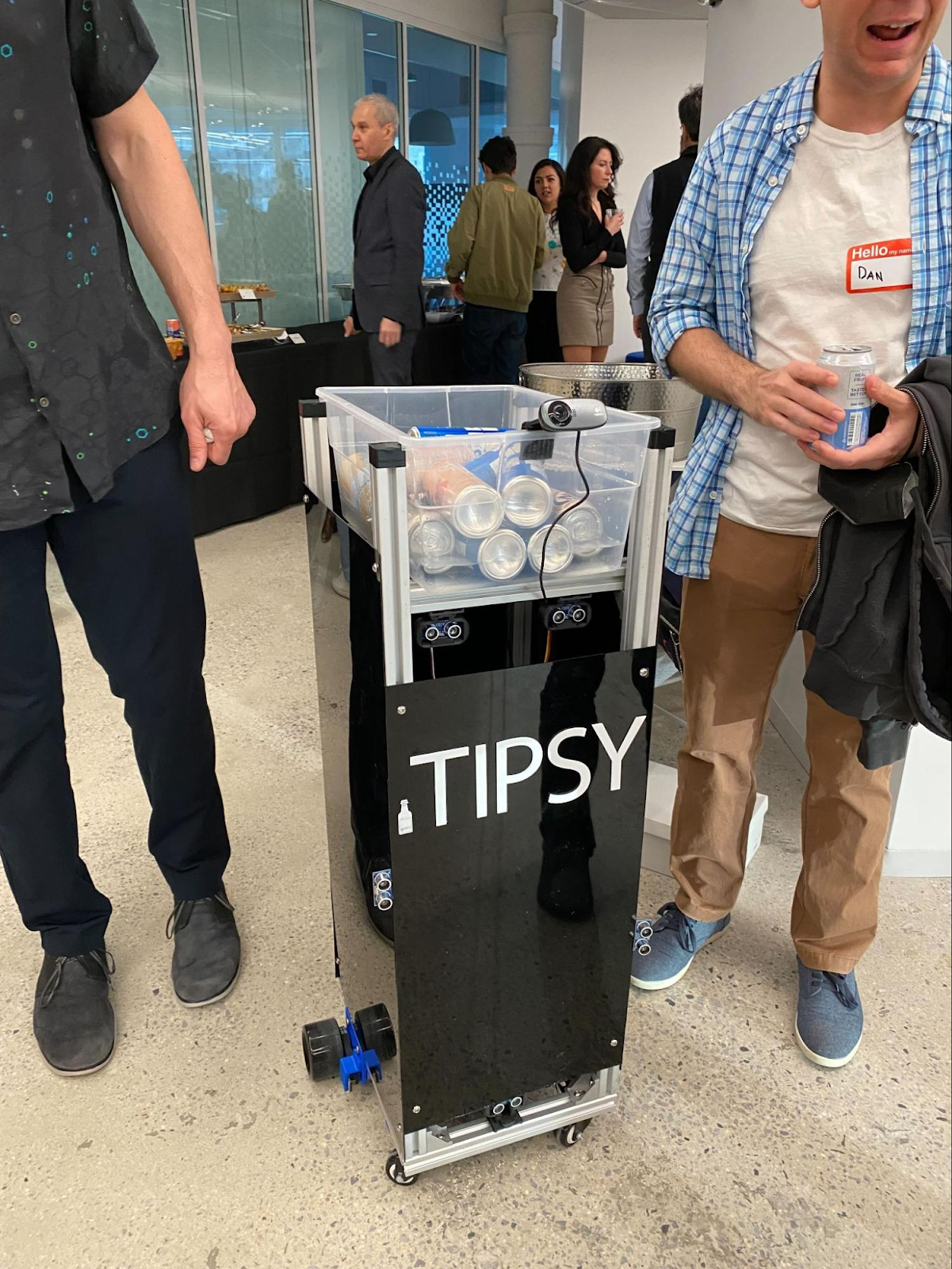 Tipsy, the original Raspberry Pi autonomous drink-carrying robot at the Viam office.