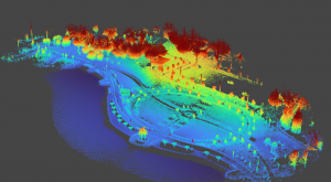 Figure 1: Map generated with point cloud from the OS1-128 at a local park.